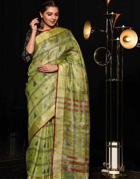 Bellaz Multicolor Handwoven Linen Printed Saree