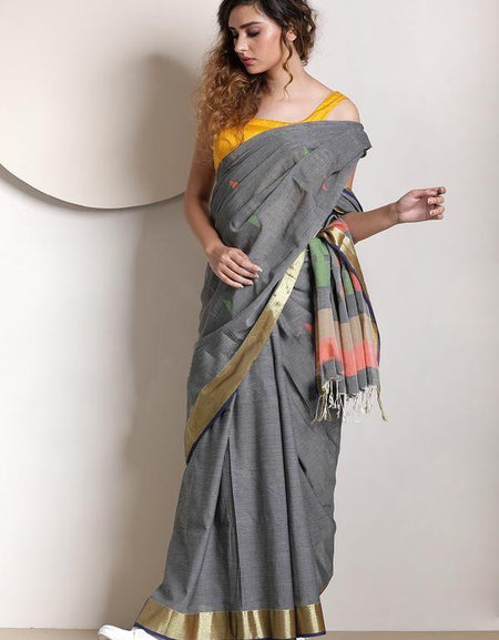 Bellaz Multicolor Handwoven Printed Linen Saree